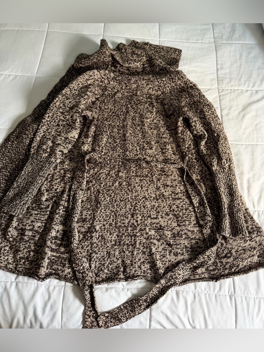 Gap Brown Marled Open-Front Knit Long Cardigan - Large - Picture 6 of 12